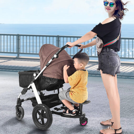 Children Stroller Pedal Adapter Twin Auxiliary Trailer Twins Scooter Hitchhiker Kids Standing Plate with Seat Kids 5