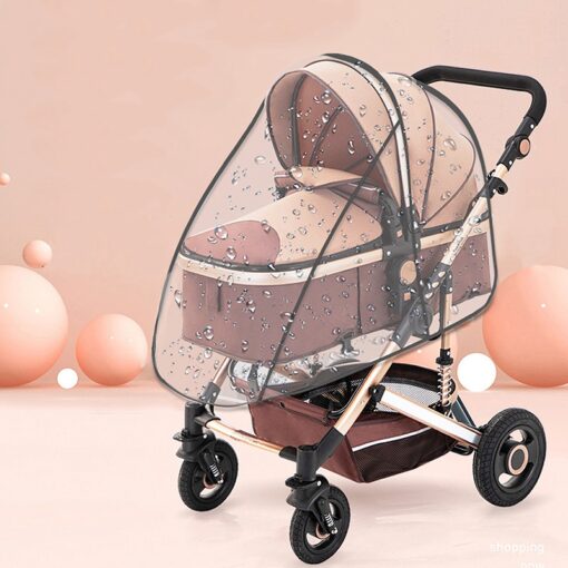 Clear Stroller Rain Cover Baby Car Weather Wind Shield Transparent Breathable Trolley Umbrella Pushchairs Waterproof Raincoat 2