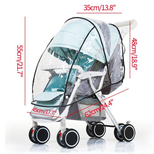 Clear Stroller Rain Cover Baby Car Weather Wind Shield Transparent Breathable Trolley Umbrella Pushchairs Waterproof Raincoat 4