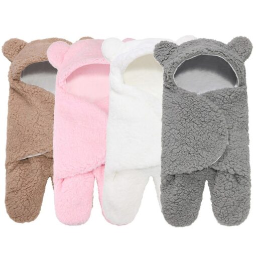 Cute Newborn Baby Boys Girls Blankets Plush Swaddle Wrap Ultra Soft Fluffy Fleece Sleeping Bag Cotton 3