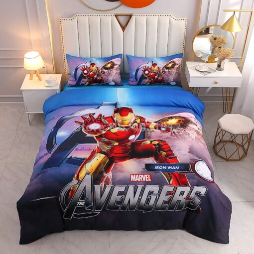 Disney Cartoon Iron Man Avengers Bedding Sets Captain America Duvet Cover Set for Children Boys Baby 2