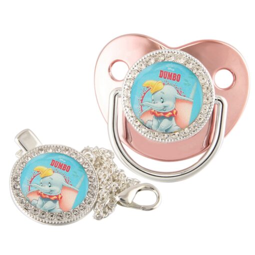 Disney Dumbo Baby Pacifier with Chain Clip Newborn BPA Free Bling Infant Dummy Nipple Soother 1