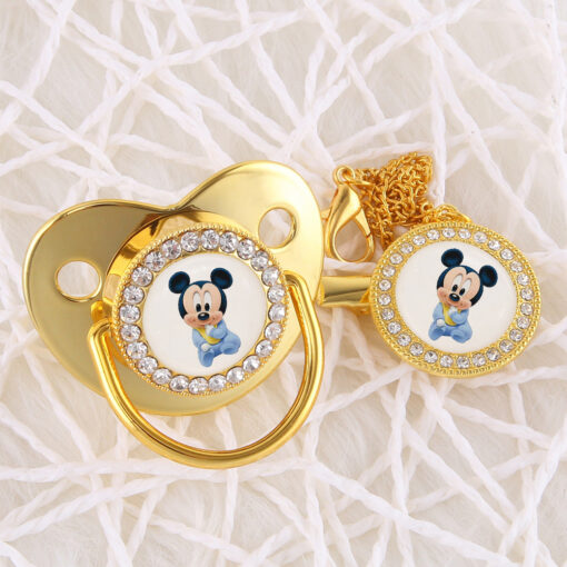 Disney Mickey Mouse Image Baby Pacifier With Clip Food Grade Silicone Orthodontic Dummy Nipple Infant Soother 1