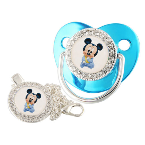 Disney Mickey Mouse Image Baby Pacifier With Clip Food Grade Silicone Orthodontic Dummy Nipple Infant Soother