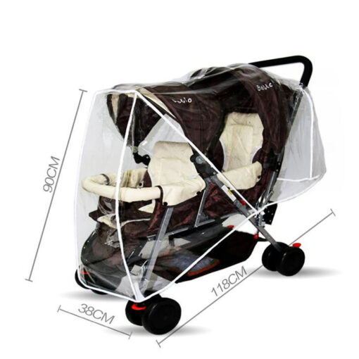 Double Stroller Rain Cover Twin Stroller Raincoat Wind Cover Wind Dust Weather Shield Baby Stroller Accessories 1