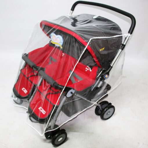 Double Stroller Rain Cover Twin Stroller Raincoat Wind Cover Wind Dust Weather Shield Baby Stroller Accessories 2