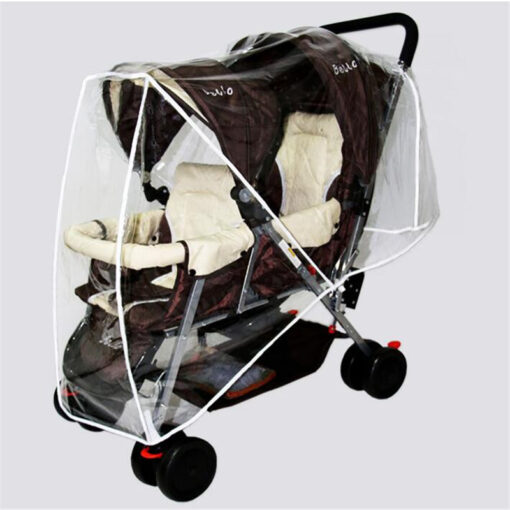 Double Stroller Rain Cover Twin Stroller Raincoat Wind Cover Wind Dust Weather Shield Baby Stroller Accessories