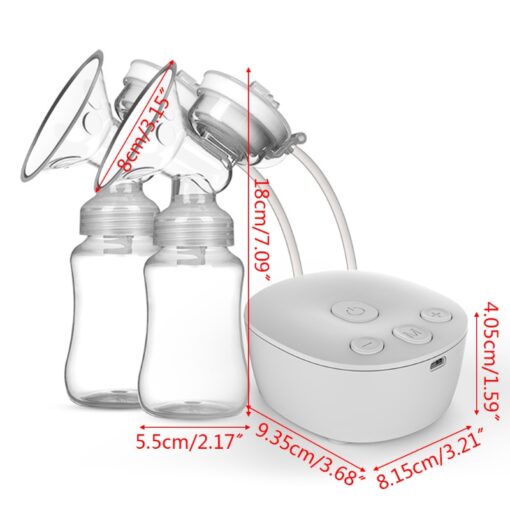 Electric Double Breast Pump Kit with 2 Milk Bottles USB Powerful Breast Massager Baby Breastfeeding Milk 5