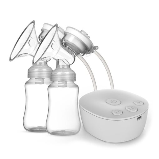 Electric Double Breast Pump Kit with 2 Milk Bottles USB Powerful Breast Massager Baby Breastfeeding Milk