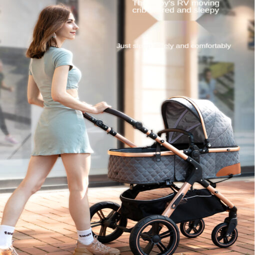 High Landscape Baby Stroller 4 in 1 Pushchair With Car Seat Light Carriage Foldable Shock Absorber 3