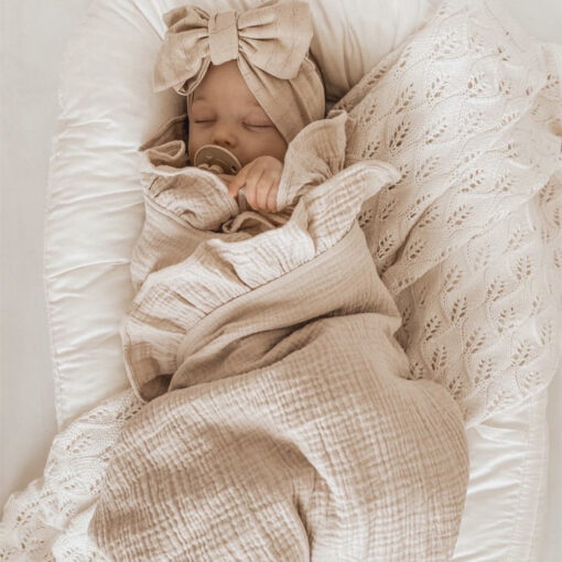 INS Ruffled Muslin Baby Swaddle Blankets for New Born Infant Bedding Organic Baby Accessories Newborn Receive