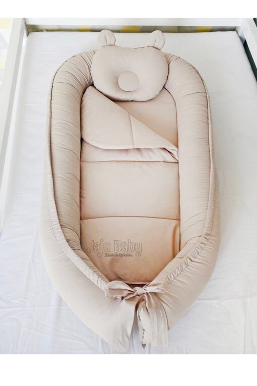 Jaju Baby Handmade Light Brown Design Lux Orthopedic Babynest Baby Bedding Portable Crib Travel Bed Newborn