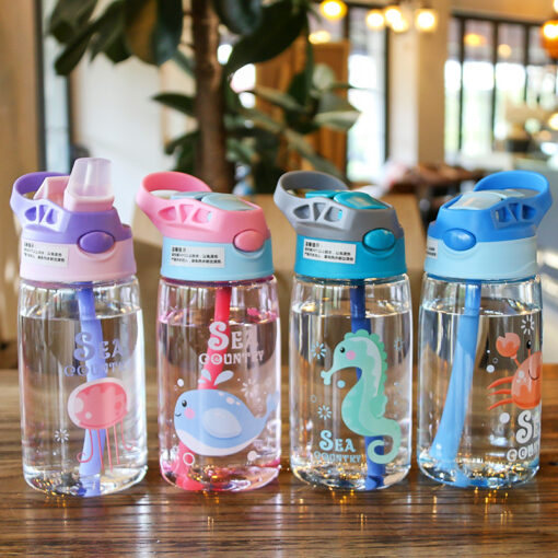 Kids Water Sippy Cup Creative Cartoon Baby Feeding Cups with Straws Leakproof Water Bottles Outdoor Portable 5