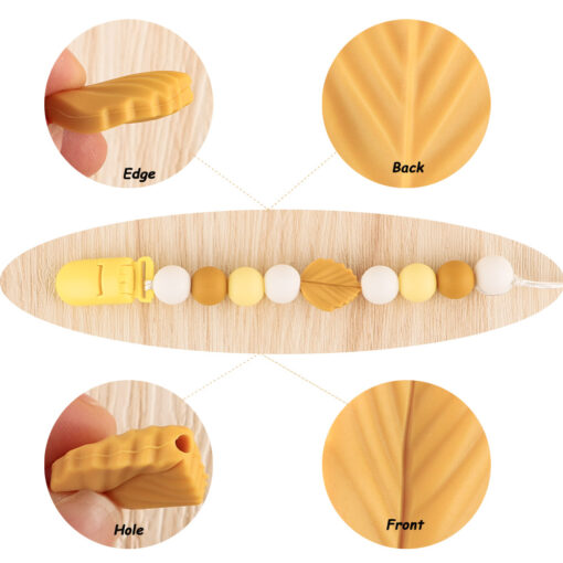 Kovict 10Pcs Silicone Leaf Beads Loose Bead Food Grade Baby Teething Bead DIY Necklace Baby Pacifier 4
