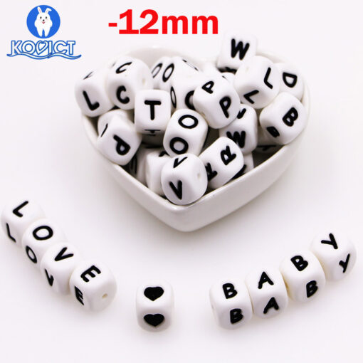 Kovict 10pc Alphabet English Silicone Letters Beads 12mm Baby Teether Accessories For Personalized Pacifier Clips Teething
