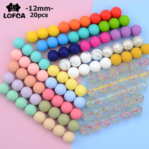 LOFCA 12mm 20pcs lot Silicone Loose Beads Teething Beads DIY Chewable Colorful Teething For Infant Baby