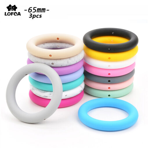 LOFCA Teething Ring 65mm Silicone Beads 3pcs Baby Charm Teether Necklace Pacifier Making BPA Free Food