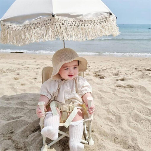 Lace Bohemian Children Outdoor Stroller Sunshade Baby Beach Chair UV Protection Umbrella Children Photography Props Set