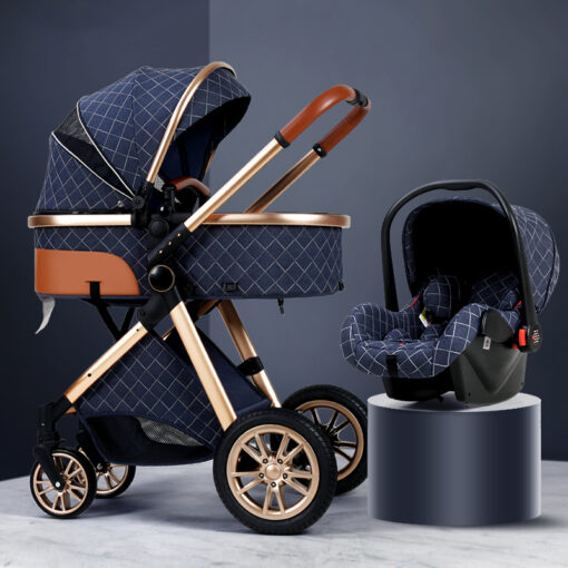 Luxury Baby Stroller 3 in 1 High Landscape Baby Cart Can Sit Can Lie Portable Pushchair