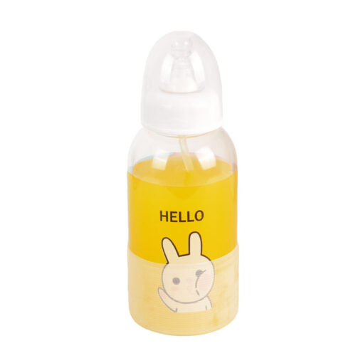 New 300ML Baby Glass Milk Bottles Gift Newborn Nursing Nipple Straight Bottle Pacifier Milk Water Feeding 4