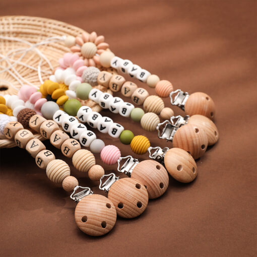 Personalized Name Handmade Baby Pacifier Chain Clips Dummy Holde Nipples Clips Silicone Teething Chain Toy For 2
