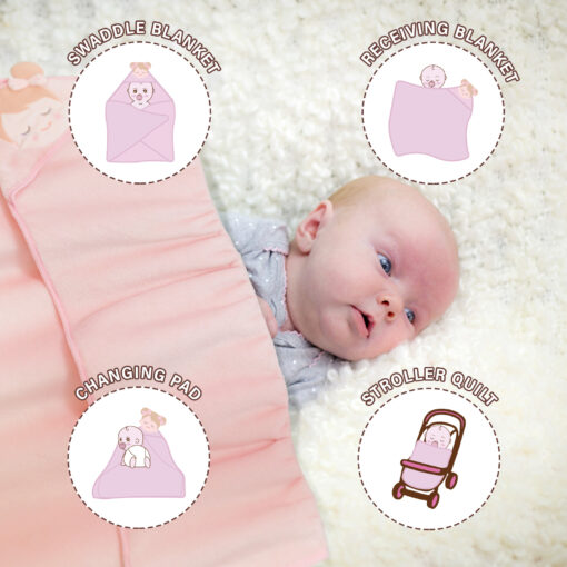 Plush Baby Blankets Newborn Bed Sheet Pink Blanket Kid Boy Girl Swaddle Wrap Thermal Plush Solid 2