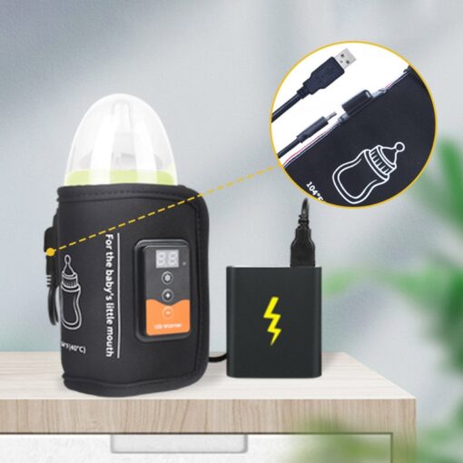 Portable Baby Bottle Warmer Heater Usb Car Charger Travel Cup Milk Thermostat Bottle Heat Cover Removable 1
