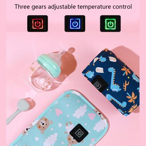 Portable USB Baby Bottle Warmer Travel Milk Warmer Infant Feeding Bottle Heated Cover Insulation Thermostat Food 4