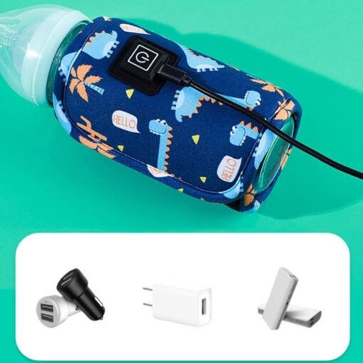 Portable USB Baby Bottle Warmer Travel Milk Warmer Infant Feeding Bottle Heated Cover Insulation Thermostat Food 5