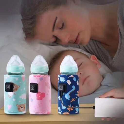 Portable USB Baby Bottle Warmer Travel Milk Warmer Infant Feeding Bottle Heated Cover Insulation Thermostat Food