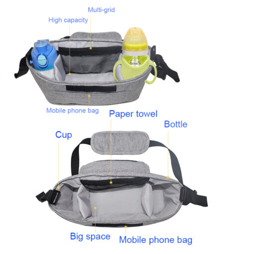 Pram Stroller Organizer Bag Diaper Bags Nursing Stroller Bag Stroller Accessories Stroller Cup Holder Cover With 2