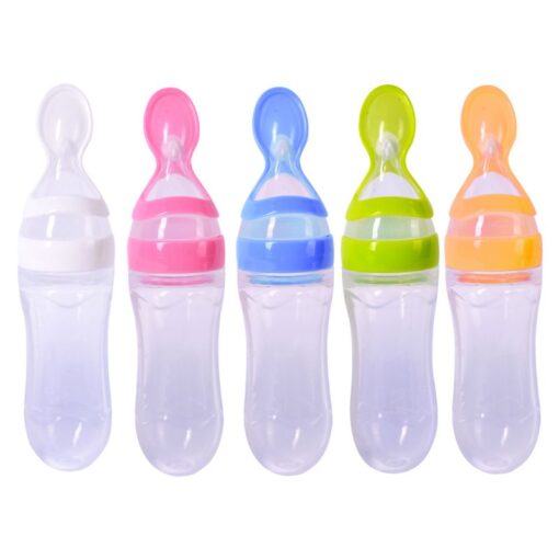 Safe Useful Silicone Baby Bottle With Spoon Food Supplement Rice Cereal Bottles Squeeze Spoon Milk Feeding 4