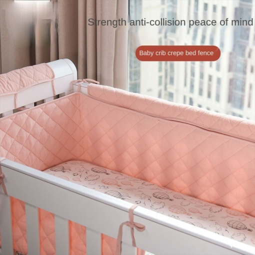 Soft Double deck Crepe Baby Crib Bumpers Anti Collision Protective Cloth Newborn Toddler Bed Guardrail Mat 1