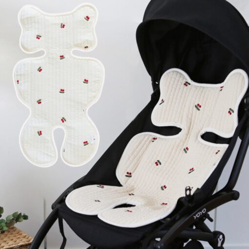 Summer Baby Stroller Liner Mat Universal Children Car Seat Pad Ins Embroidery Cotton Pram Mat Breathable 2