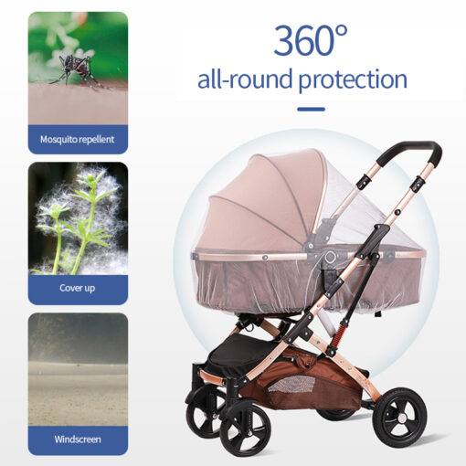 Summer Baby Stroller Mosquito Net Universal Full Cover Infant Trolley Mesh Insect Net Newborn Stroller Basket 4