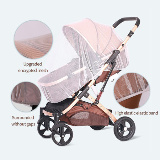 Summer Baby Stroller Mosquito Net Universal Full Cover Infant Trolley Mesh Insect Net Newborn Stroller Basket 5