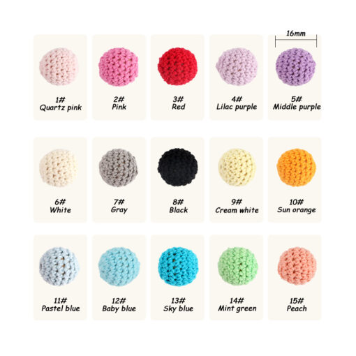 Sunrony 20pcs 16 20mm Ball Crochet Round Wooden Beads Mix Handmade Can Chew DIY Nursing Jewelry 1