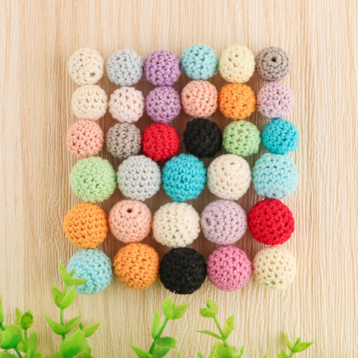 Sunrony 20pcs 16 20mm Ball Crochet Round Wooden Beads Mix Handmade Can Chew DIY Nursing Jewelry 2