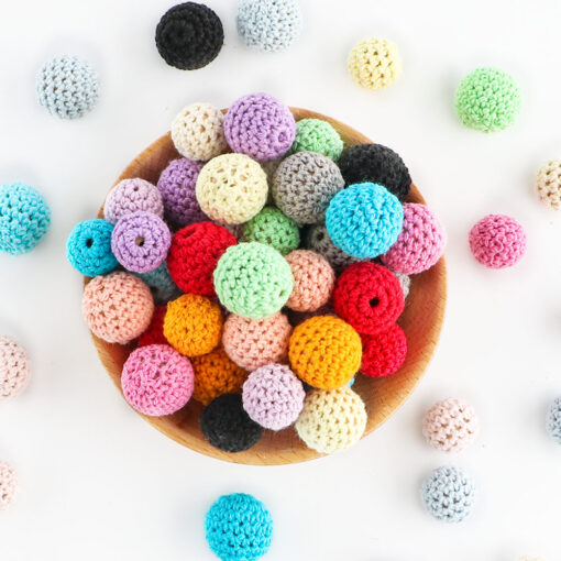 Sunrony 20pcs 16 20mm Ball Crochet Round Wooden Beads Mix Handmade Can Chew DIY Nursing Jewelry 3