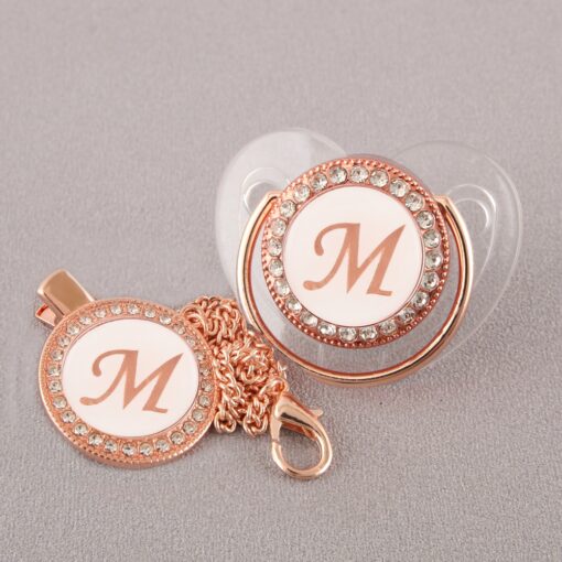 Transparent Rose Gold 26 Initial Baby Pacifier Dummy Silicone Infant Nipple Newborn Soother Baby Shower Gifts 2