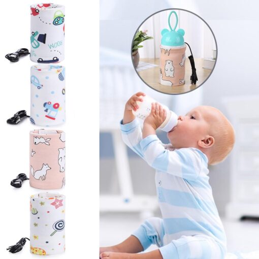 USB Baby Milk Bottle Warmer Insulated Bag Portable Travel Cup Warmer Thermostat Heater Infant Feeding Bottle 3