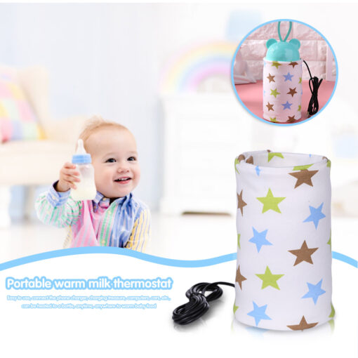USB Milk Warmer Insulated Bag Portable Travel Cotton Printed Cup Warmer Baby Nursing Bottle Cover Warmer