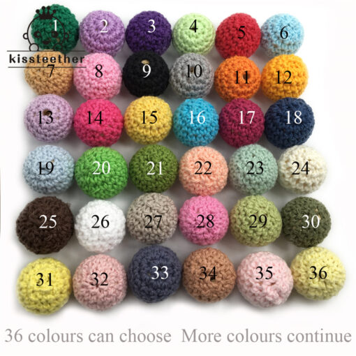 Wooden Teether 20mm 10pc Elegant Crochet Bead Available For Choose Knitted Cotton Thread DIY Jewellery Making 5