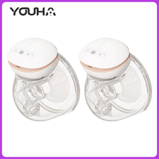 YOUHA 2 pcs Wearable Breast Pump Hands Free Electric Portable Breast Cup 8oz 240ml BPA free